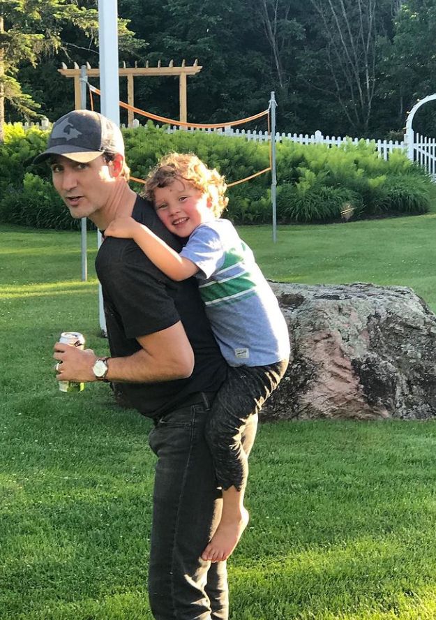 Justin Trudeau spend time with his son